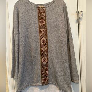 Anama Top  S-M Exclusive Of Trim Drop Sleeve Grey Cotton Poly Cut Out Back